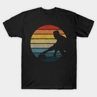 Curling Silhouette On A Distressed Retro Sunset graphic T-Shirt